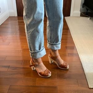 Vintage Swedish Hasbeens peep toe clogs